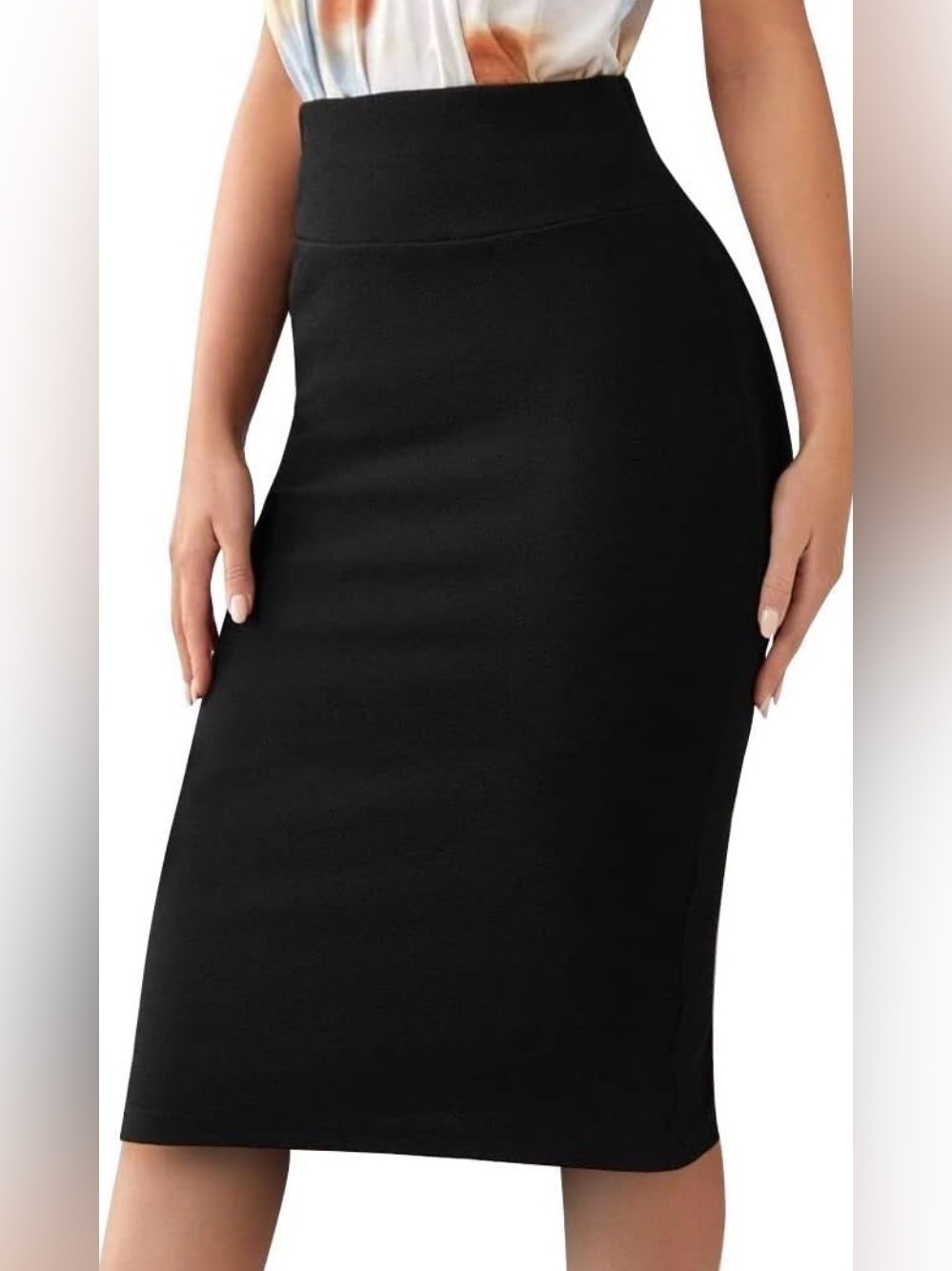 Classic Black Pencil Midi Skirt — Sleek Women's Workwear